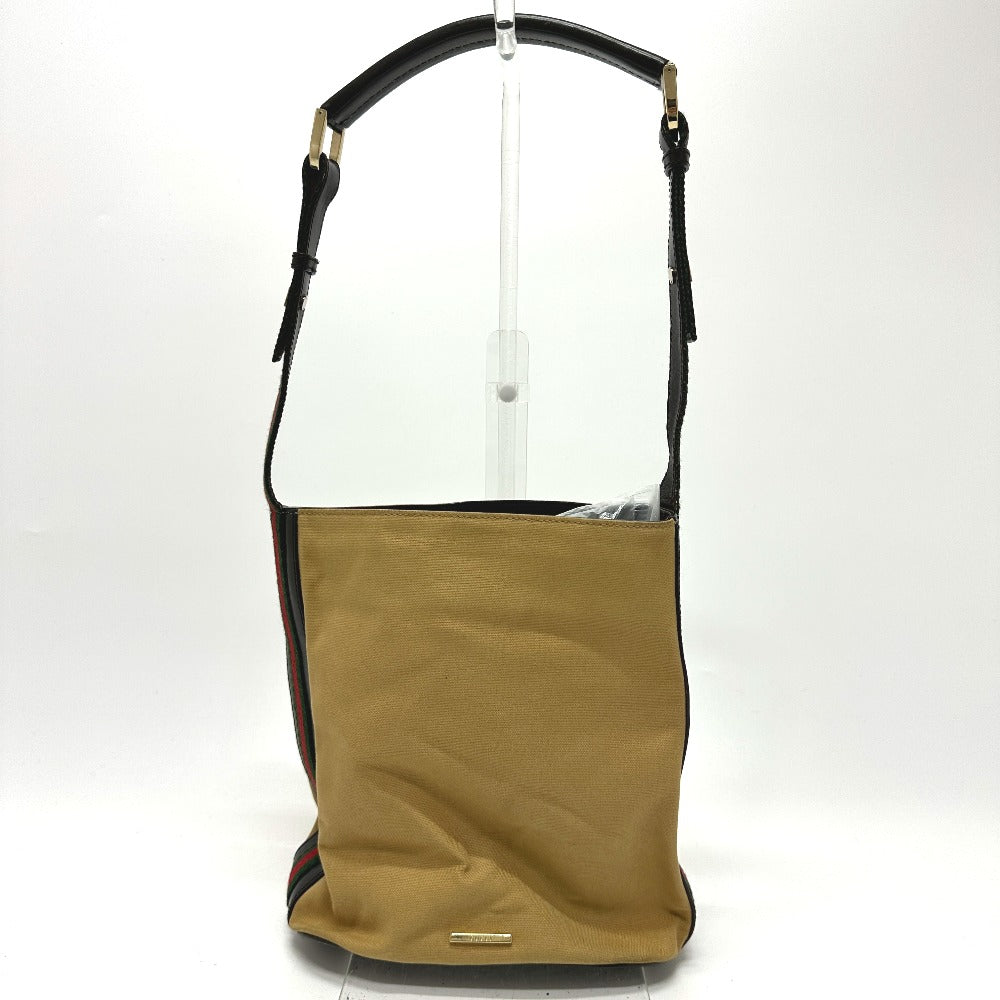 GUCCI Shoulder Bag 001ã»4286 Leather / canvas beige vintage Sherry line