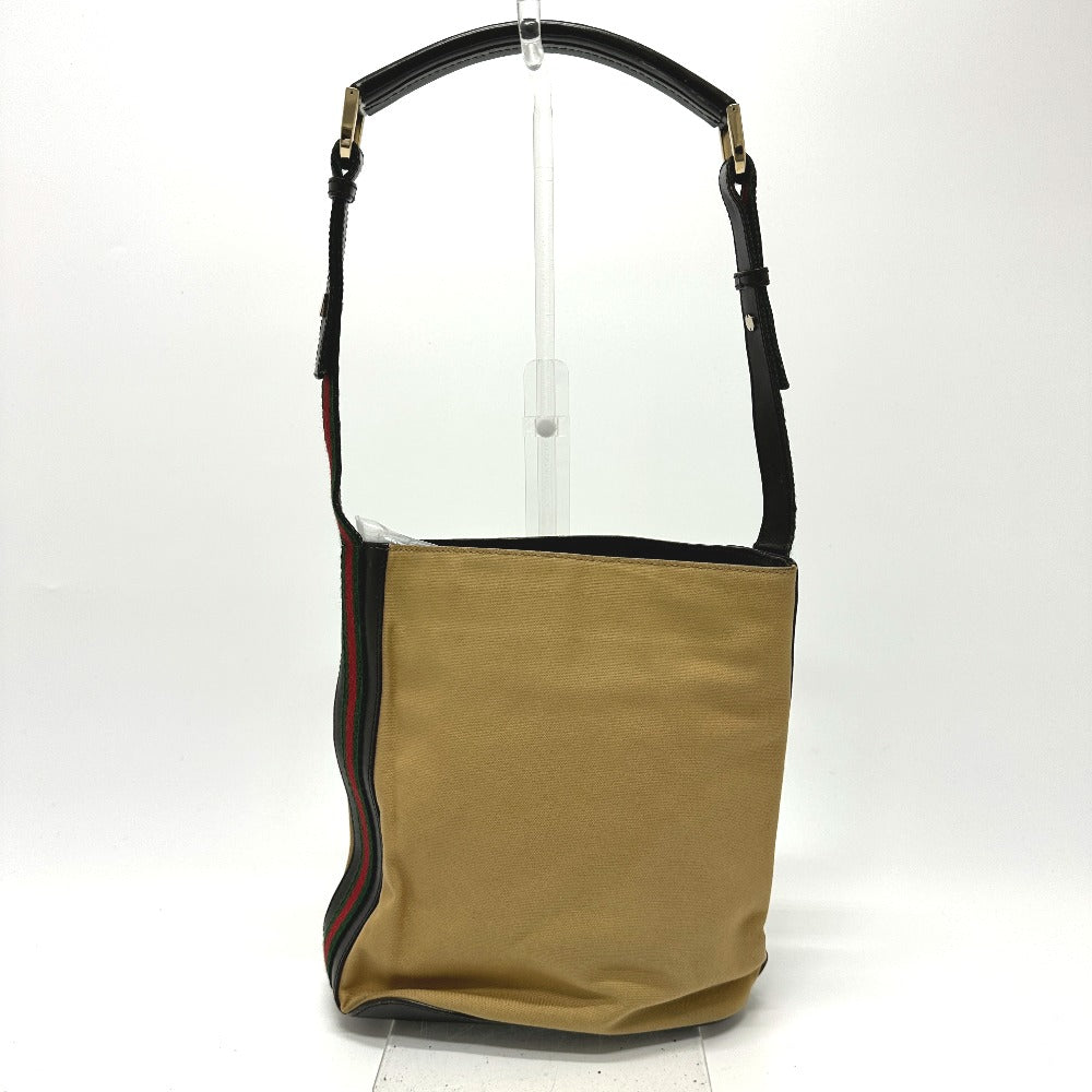GUCCI Shoulder Bag 001ã»4286 Leather / canvas beige vintage Sherry line