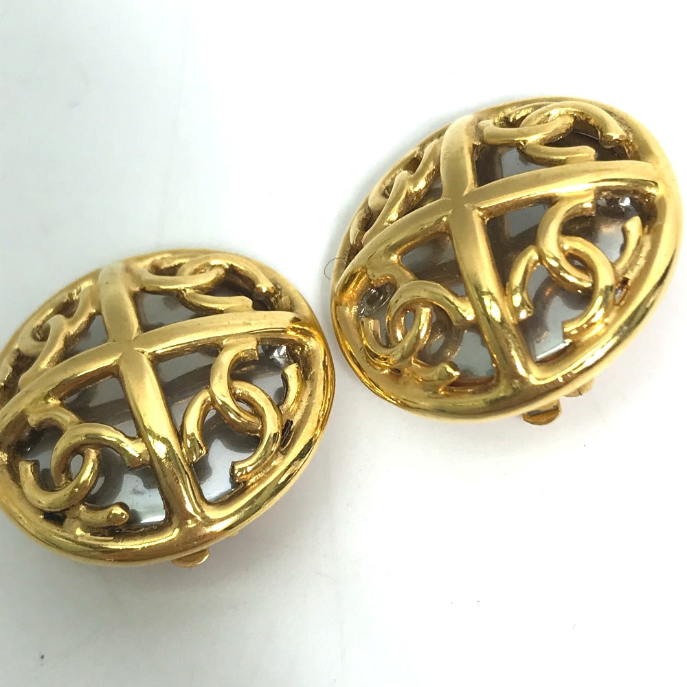 CHANEL Earring metal gold 93P CC COCO Mark 4 Rounds Women