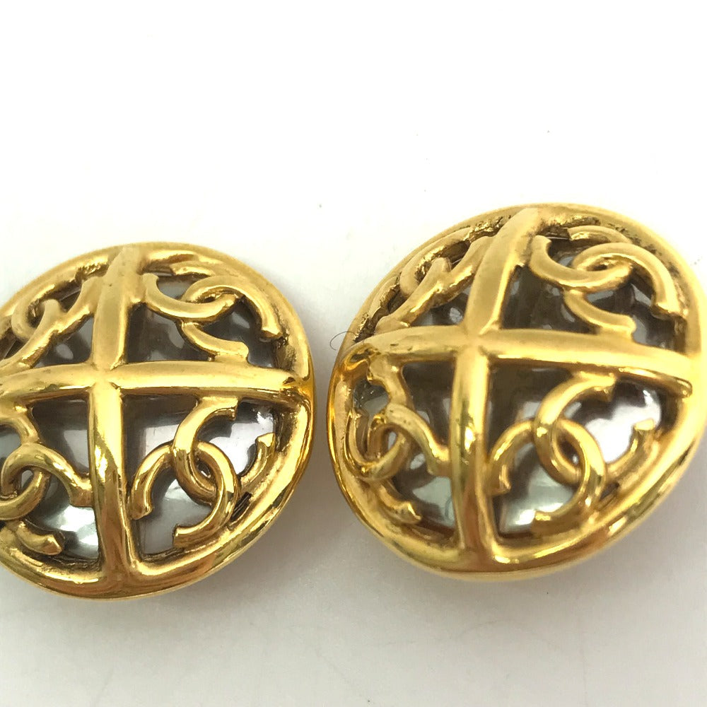 CHANEL Earring metal gold 93P CC COCO Mark 4 Rounds Women