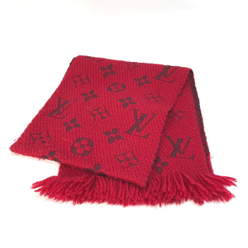 LOUIS VUITTON Scarf M72432 Wool, Silk Red Echarpe logo mania Women