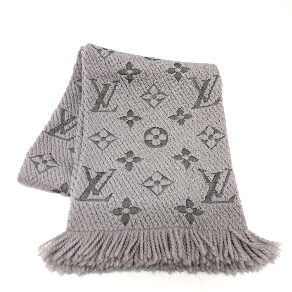 LOUIS VUITTON Scarf M74742 Wool, Silk gray fringe Echal Progomania Women