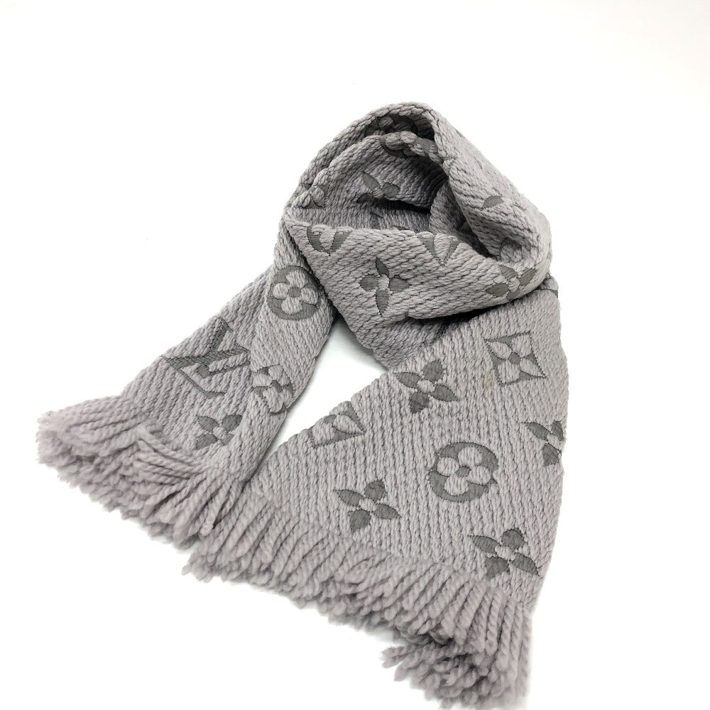 LOUIS VUITTON Scarf M74742 Wool, Silk gray fringe Echal Progomania Women