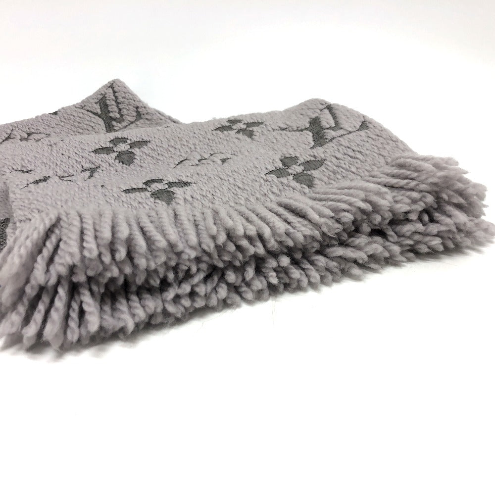 LOUIS VUITTON Scarf M74742 Wool, Silk gray fringe Echal Progomania Women