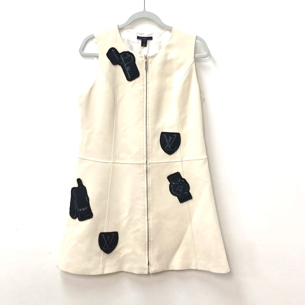 LOUIS VUITTON one piece Polyester, Cotton beige Emblem embroidery sleeveless sleeveless Women 44