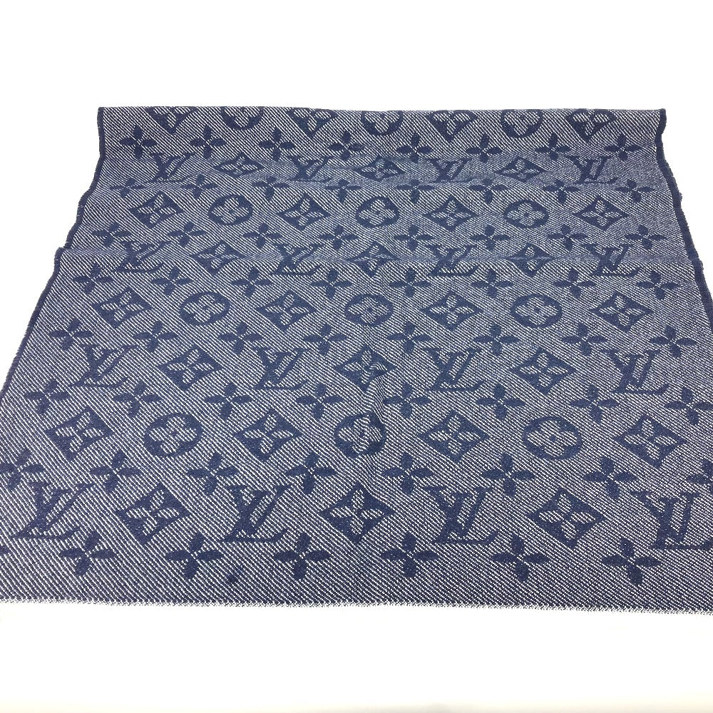 LOUIS VUITTON Scarf M73456 wool Navy Monogram Echarpe Monogram Cozy mens