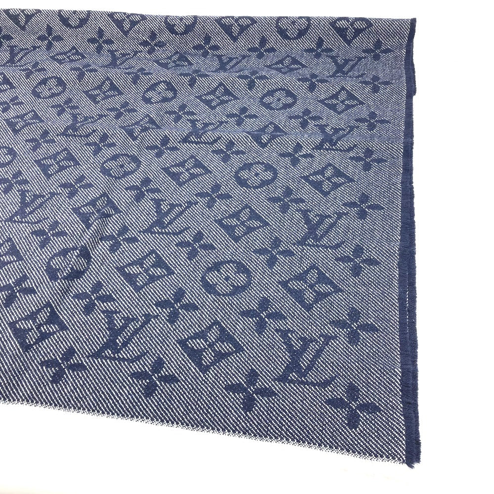 LOUIS VUITTON Scarf M73456 wool Navy Monogram Echarpe Monogram Cozy mens