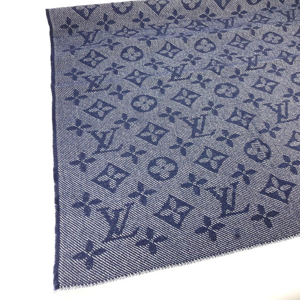 LOUIS VUITTON Scarf M73456 wool Navy Monogram Echarpe Monogram Cozy mens