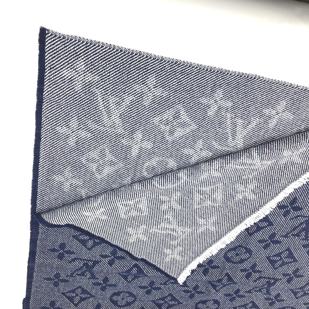 LOUIS VUITTON Scarf M73456 wool Navy Monogram Echarpe Monogram Cozy mens