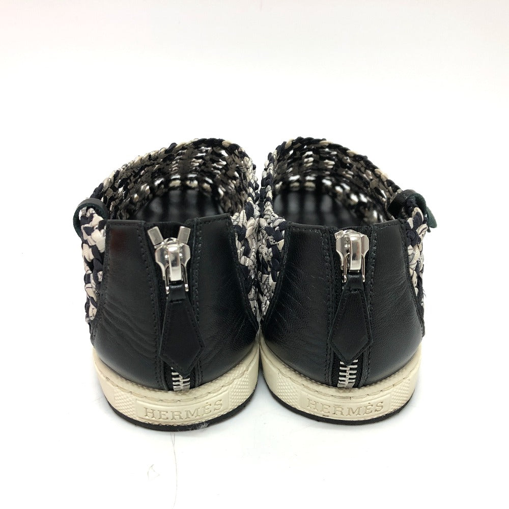 HERMES sneakers Silk, Leather Black type Slip-on Mesh Women 36.5