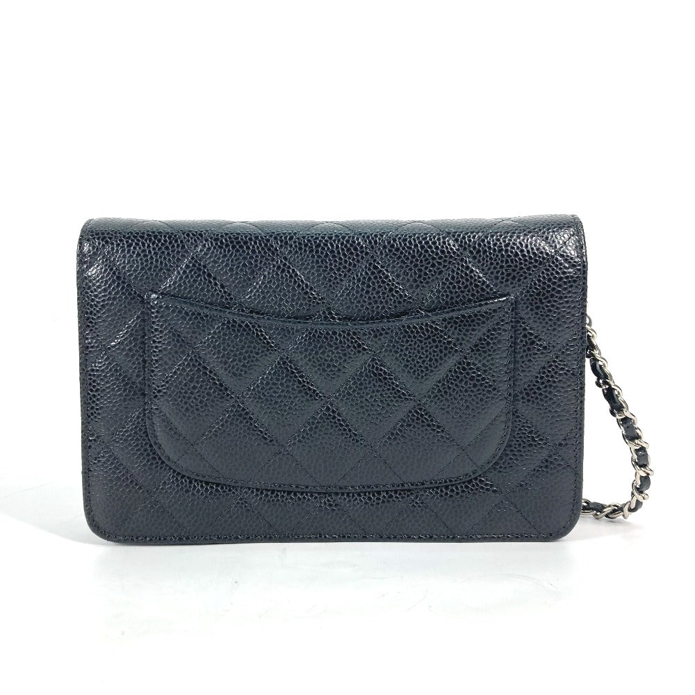 CHANEL Long Wallet Purse AP0250 Caviar skin black Quilting CC Matelasse COCO Mark Classic Chain Wallet Women
