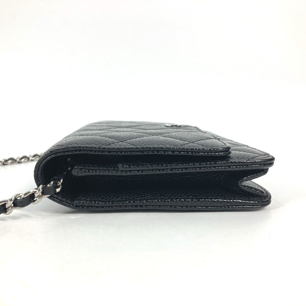 CHANEL Long Wallet Purse AP0250 Caviar skin black Quilting CC Matelasse COCO Mark Classic Chain Wallet Women