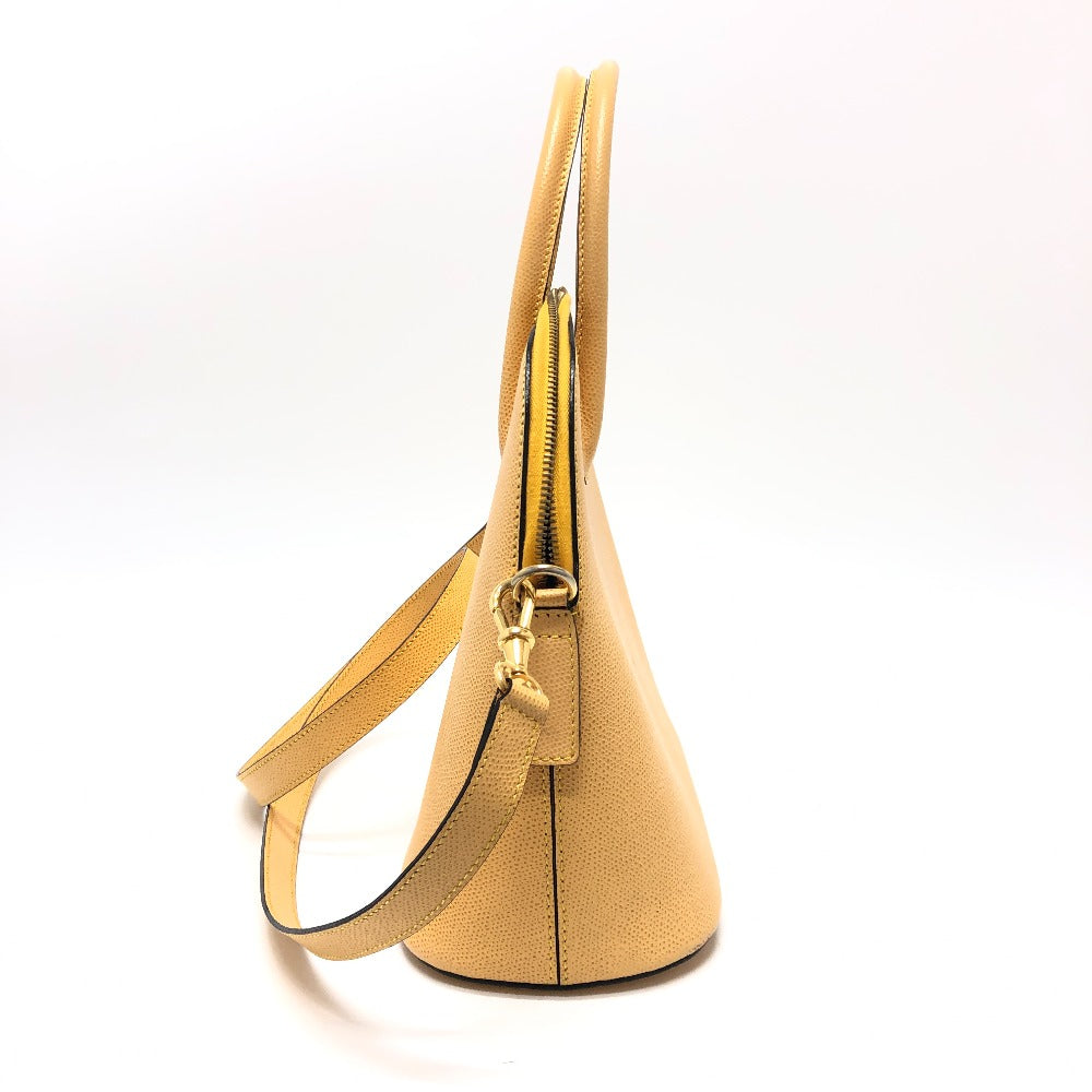 CELINE Shoulder Bag leather Yellow beige type Vintage Bowling 2WAY Shoulder Crossbody Bag Women
