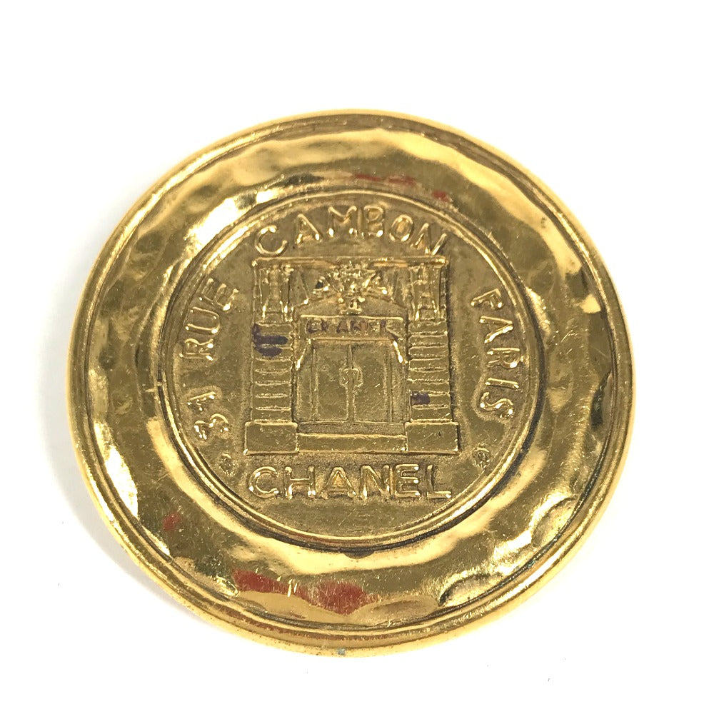 CHANEL Brooch metal gold Vintage round logo Women