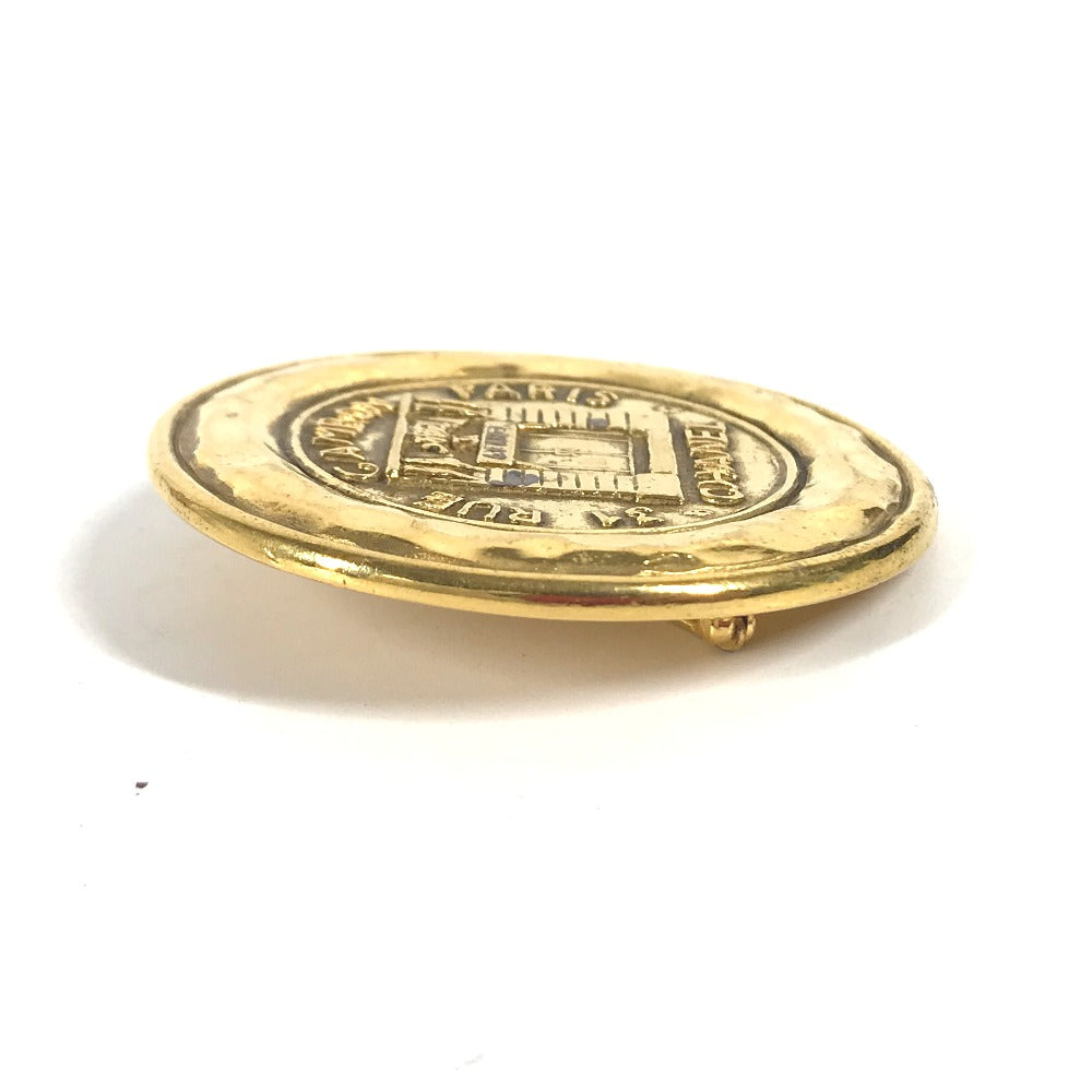 CHANEL Brooch metal gold Vintage round logo Women