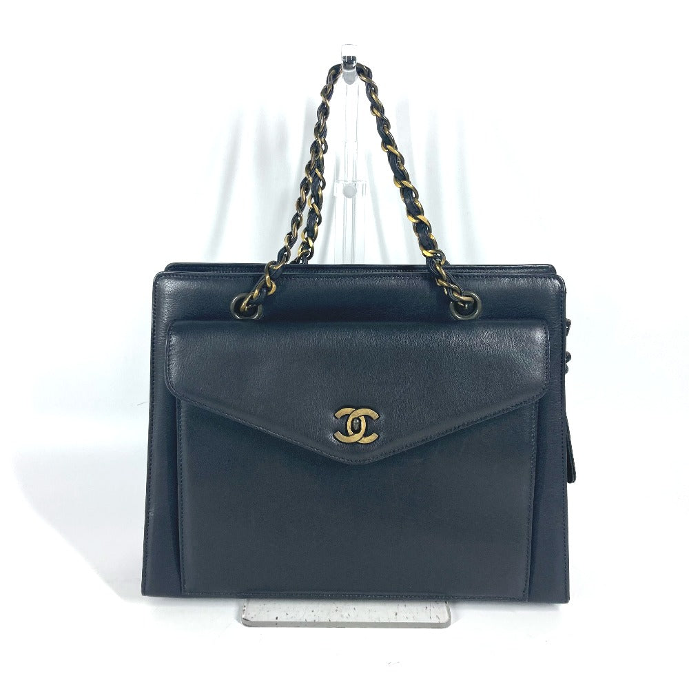 CHANEL Shoulder Bag leather black WChain CC COCO Mark Women
