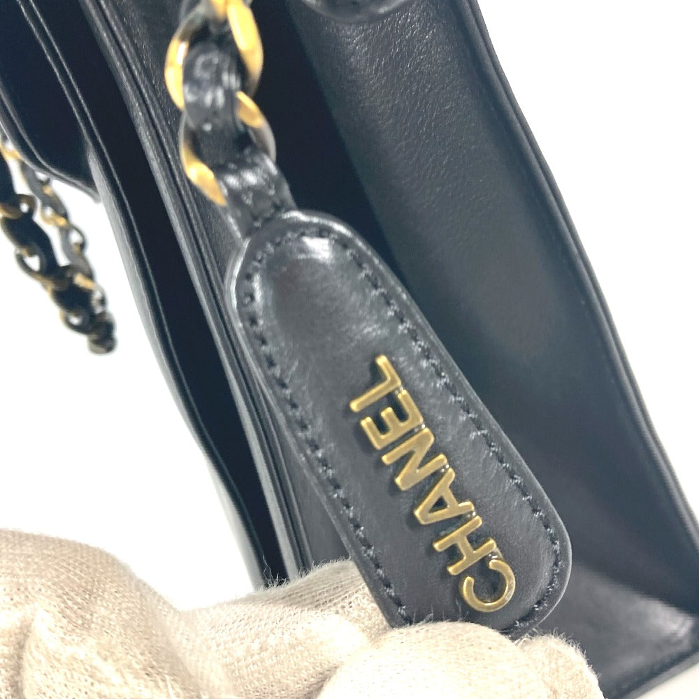 CHANEL Shoulder Bag leather black WChain CC COCO Mark Women