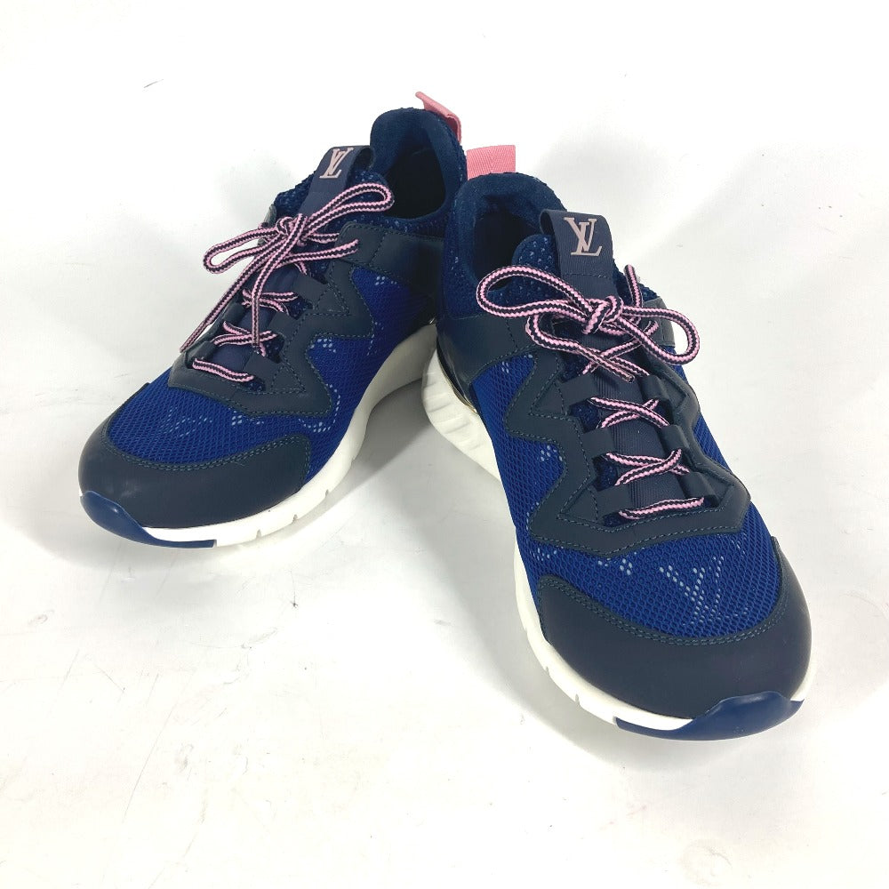 LOUIS VUITTON sneakers Leather, Mesh blue Monogram logo 34 1/2