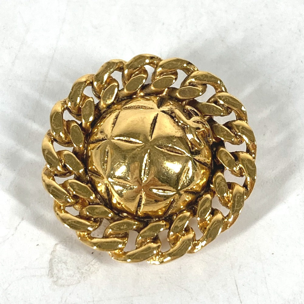 CHANEL Earring metal gold vintage Round Chain CC Matelasse Women