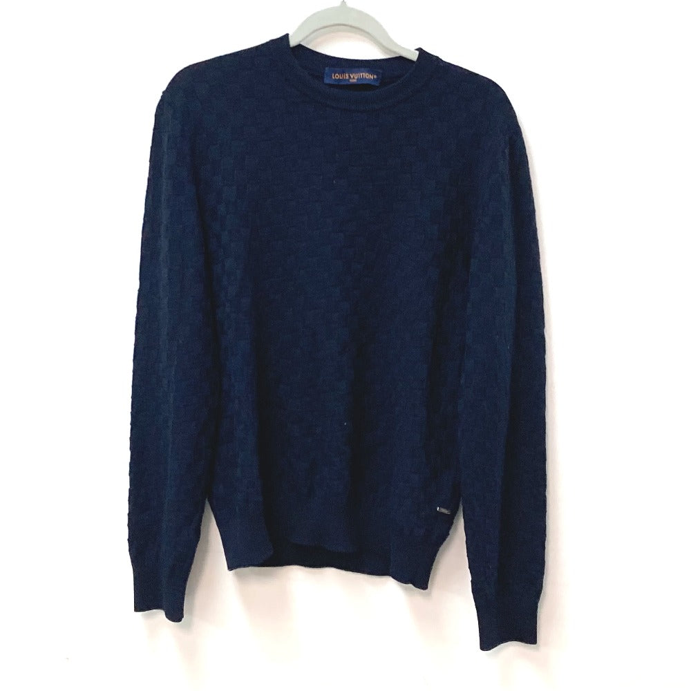 LOUIS VUITTON sweater wool Navy Damier knit mens M