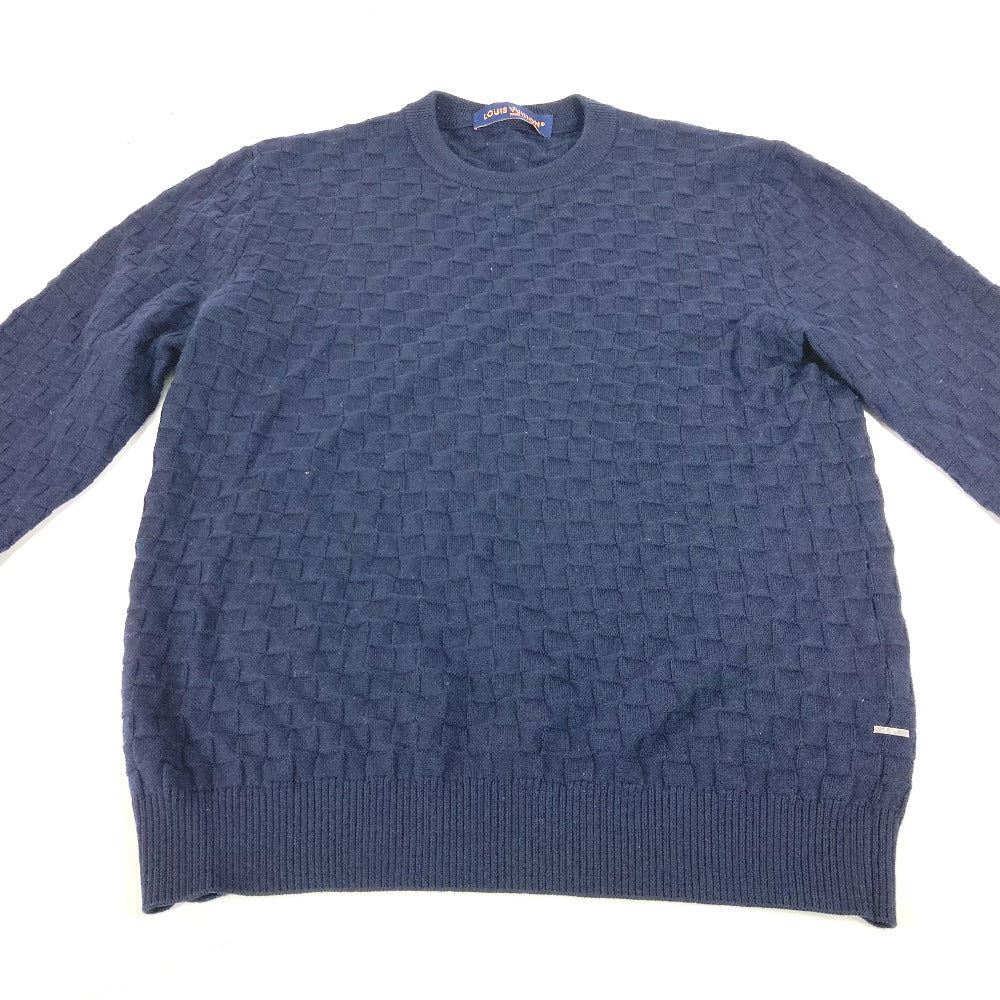 LOUIS VUITTON sweater wool Navy Damier knit mens M