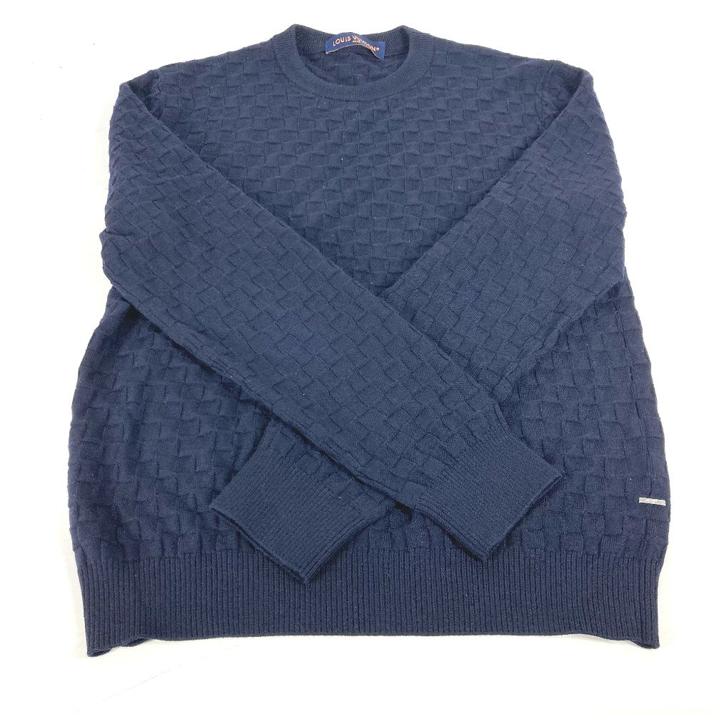 LOUIS VUITTON sweater wool Navy Damier knit mens M
