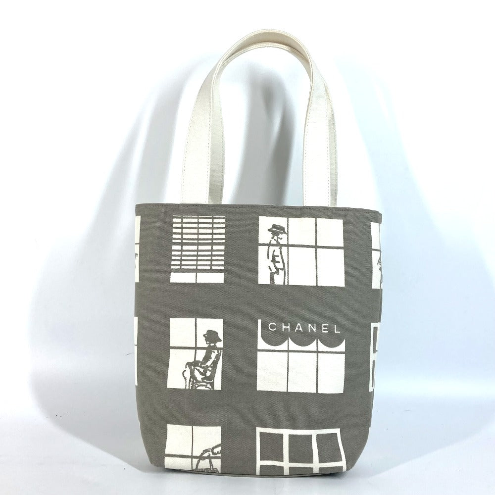 CHANEL Shoulder Bag canvas gray Shoulder Window line