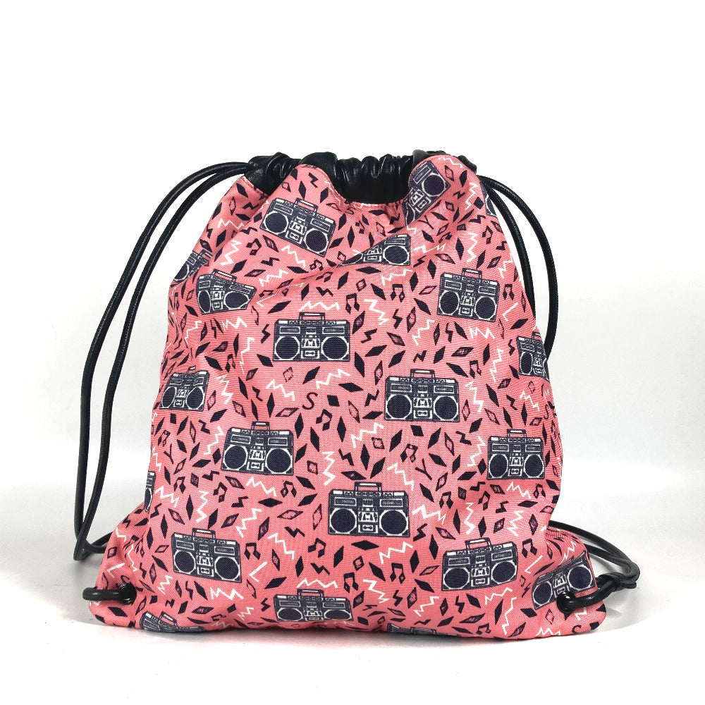 SAINT LAURENT PARIS Backpack 553919 Leather / canvas pink BoomboxPattern Teddy knapsack