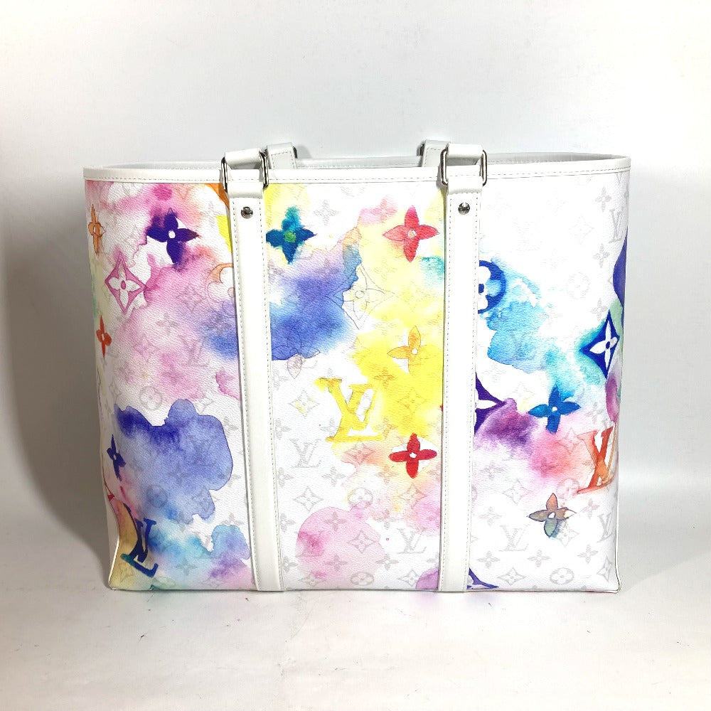 LOUIS VUITTON Tote Bag M45754 leather white watercolor monogram Weekend Tote GM unisex(Unisex)