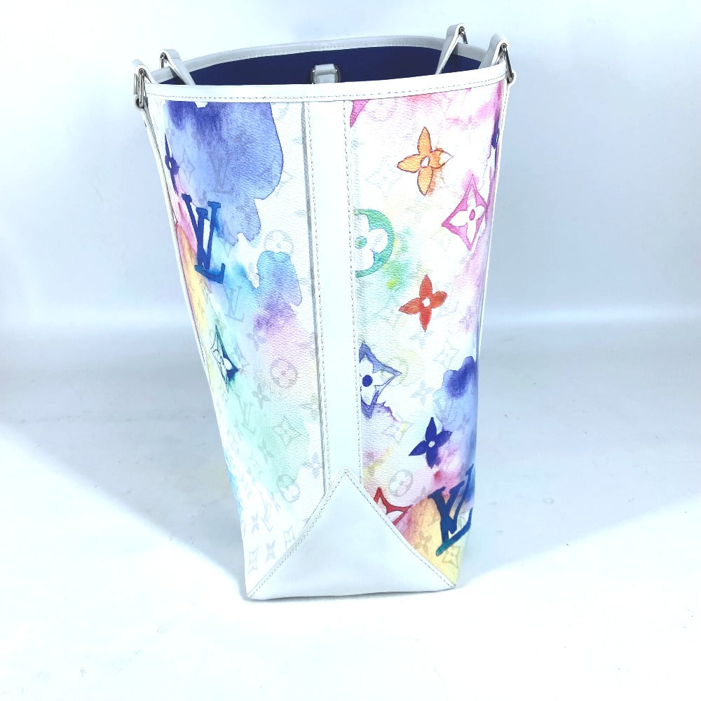 LOUIS VUITTON Tote Bag M45754 leather white watercolor monogram Weekend Tote GM unisex(Unisex)