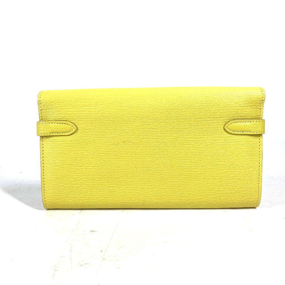 HERMES Long Wallet Purse Shave yellow Kelly wallet
