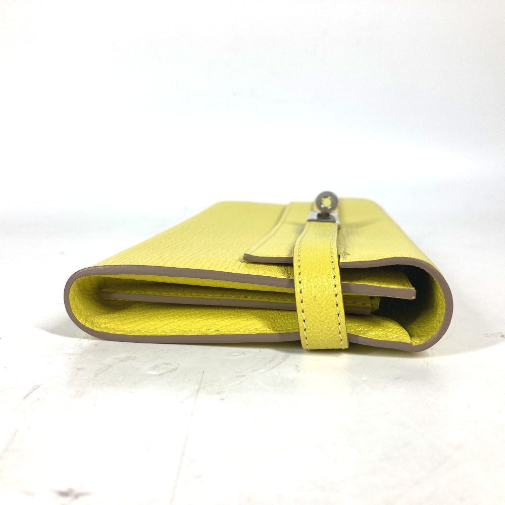HERMES Long Wallet Purse Shave yellow Kelly wallet