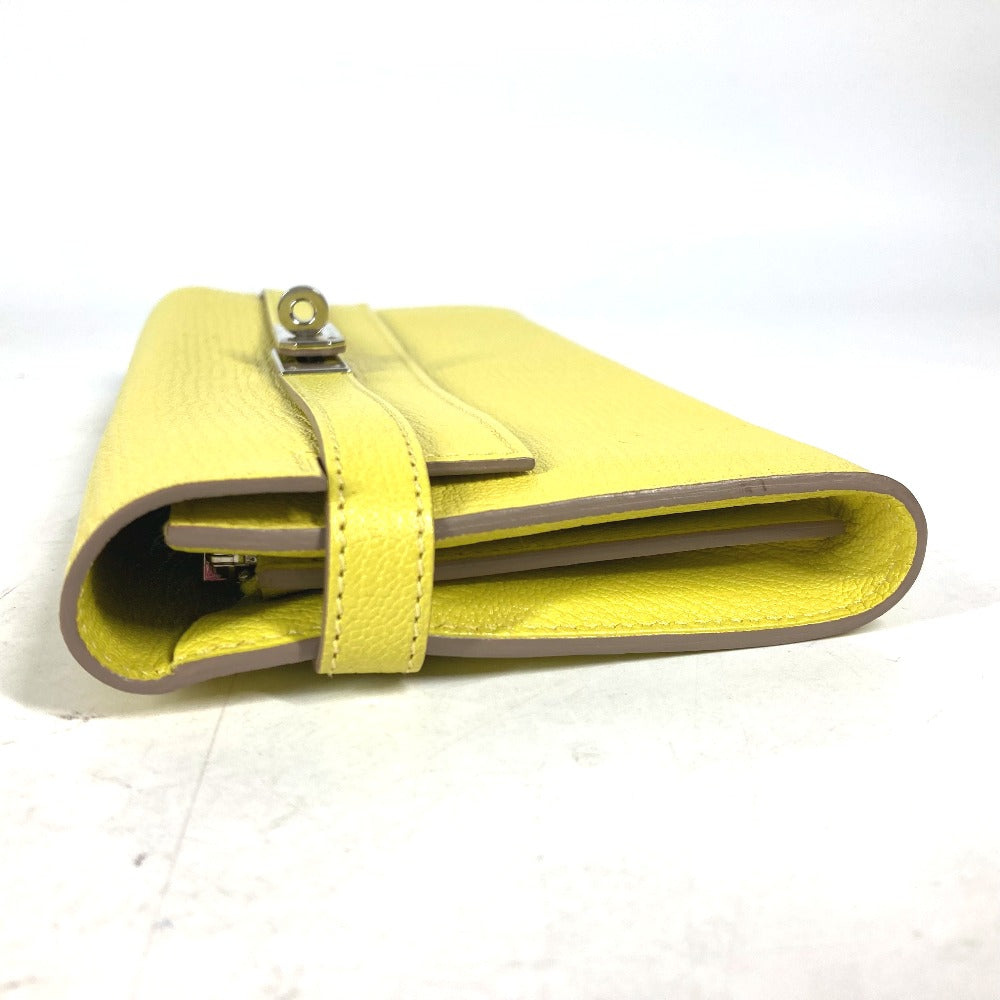 HERMES Long Wallet Purse Shave yellow Kelly wallet
