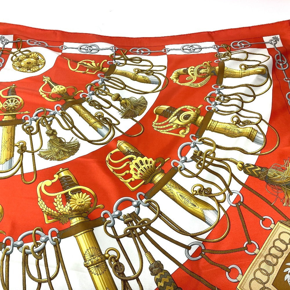 HERMES scarf silk Orange Carre90 Cliquetis tick sword pattern Women