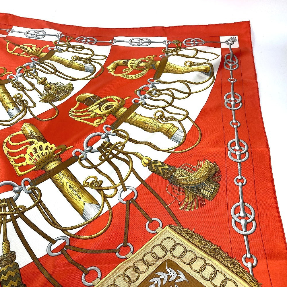 HERMES scarf silk Orange Carre90 Cliquetis tick sword pattern Women