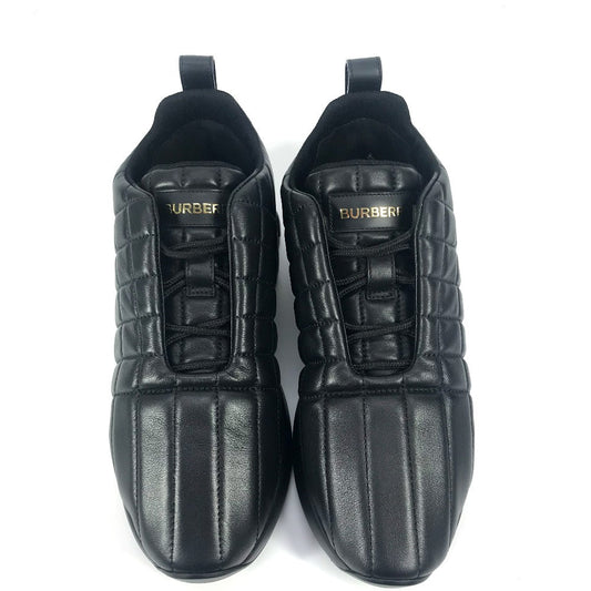 BURBERRY sneakers leather black logo quilted shoes mens 39