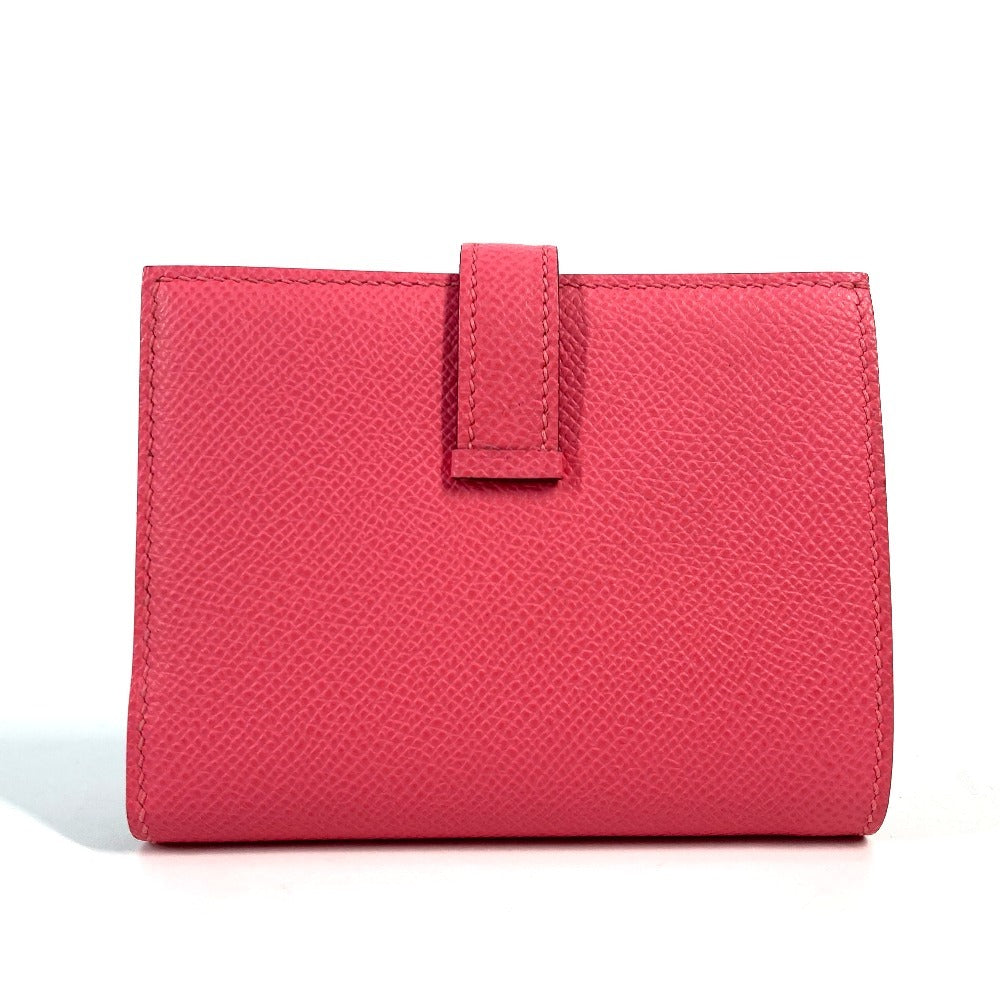 HERMES Folded wallet Epsom pink BEAN Compact Women