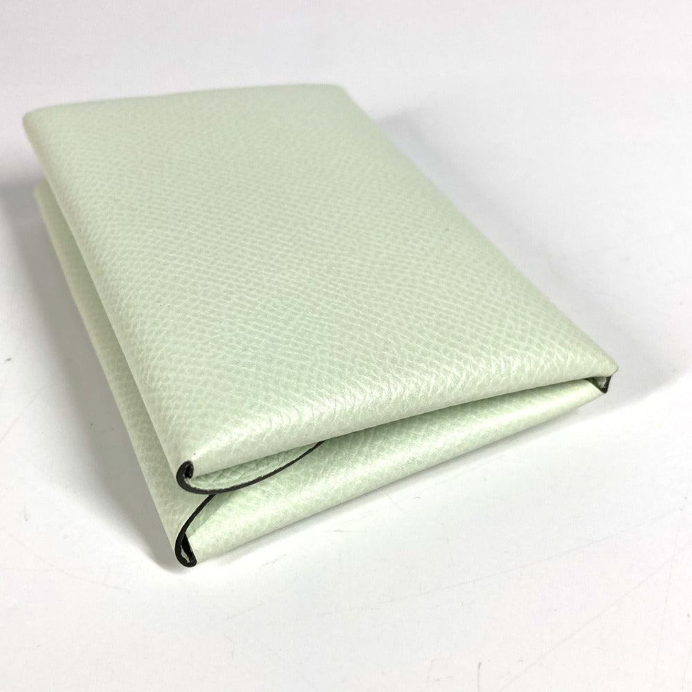 HERMES Coin case Epsom Light green Bifold Wallet Slim Calvi duo