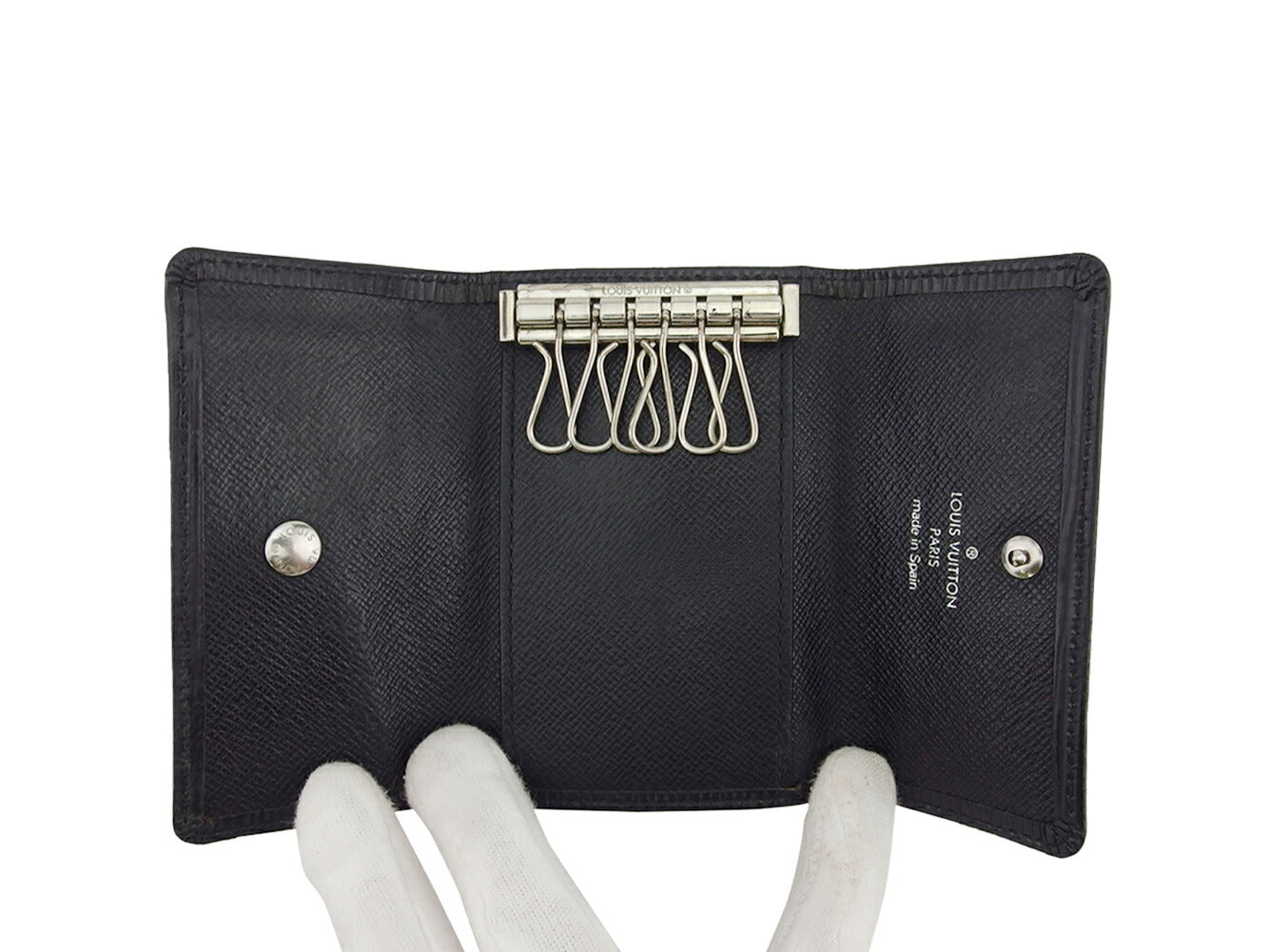 LOUIS VUITTON Key case Key holder Black Silver Epi