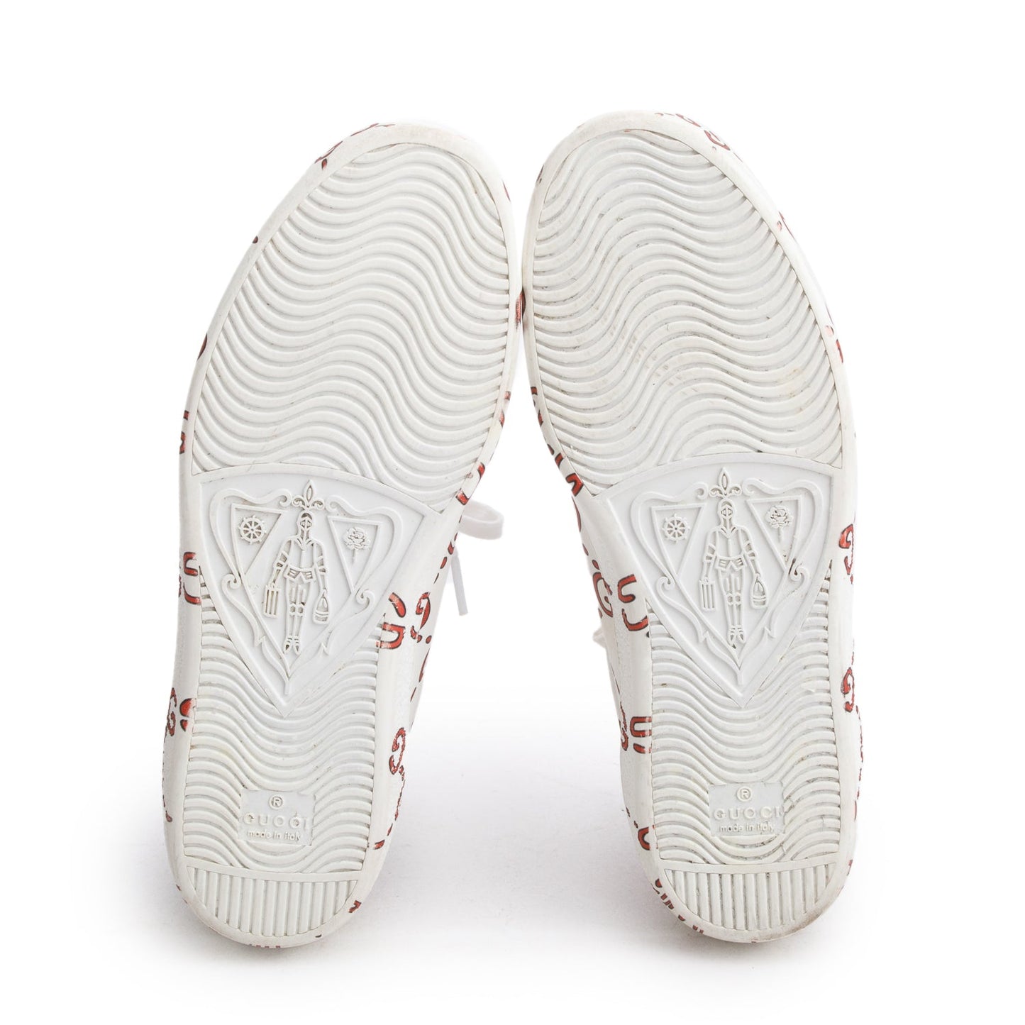 Gucci White Miro Rubber Wax GucciGhost Print Ace Sneakers, Men's Size 5.5