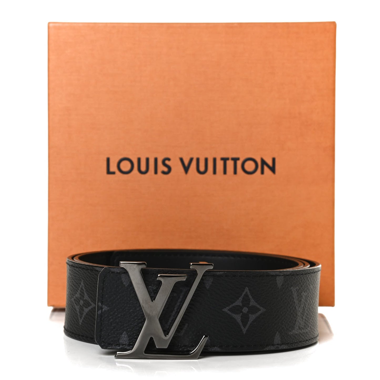LOUIS VUITTON CALFSKIN MONOGRAM ECLIPSE 40MM LV INITIALS REVERSIBLE BELT
