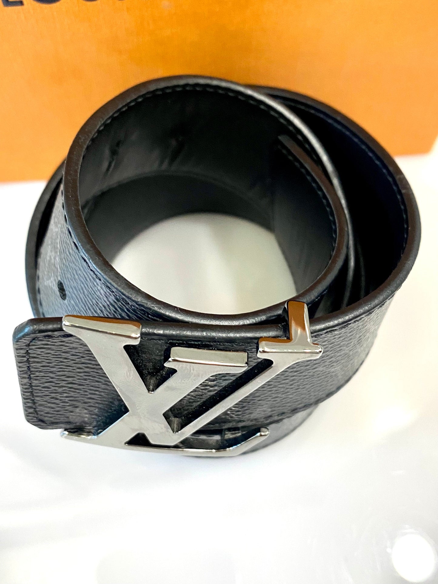 LOUIS VUITTON CALFSKIN MONOGRAM ECLIPSE 40MM LV INITIALS REVERSIBLE BELT