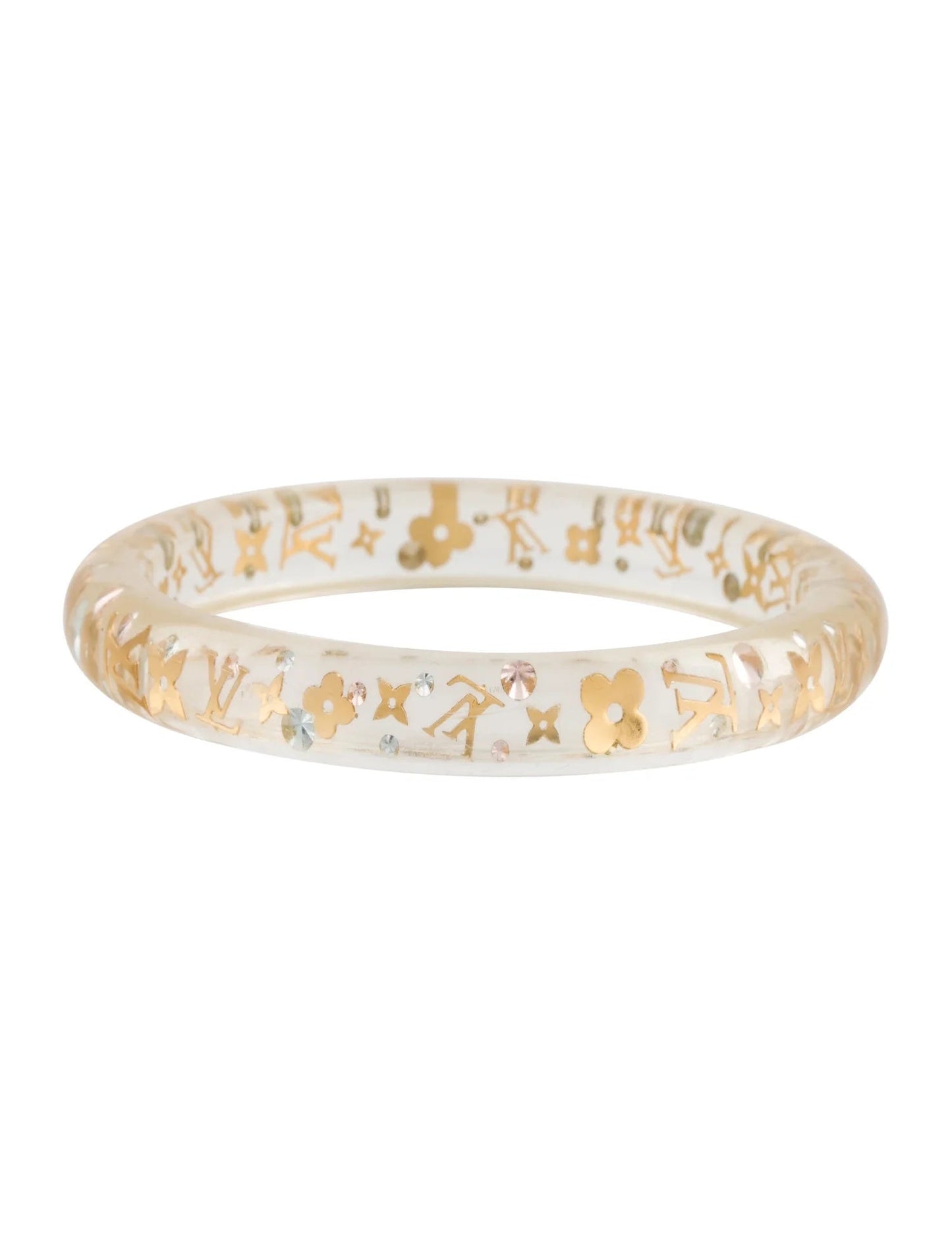 LOUIS VUITTON NARROW INCLUSION CLEAR RESIN BANGLE BRACELET