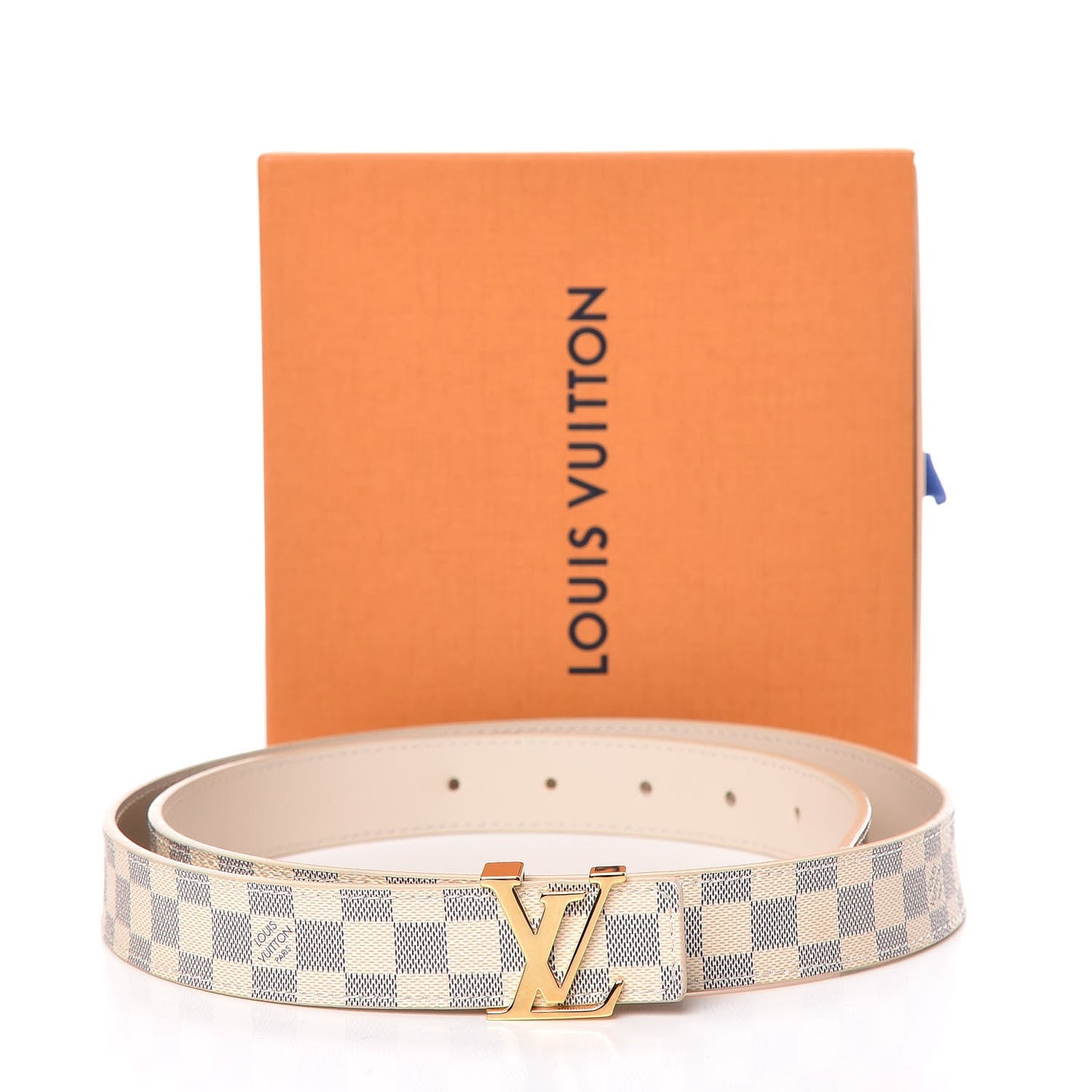 LOUIS VUITTON DAMIER AZUR 30MM LV INITIALS BELT