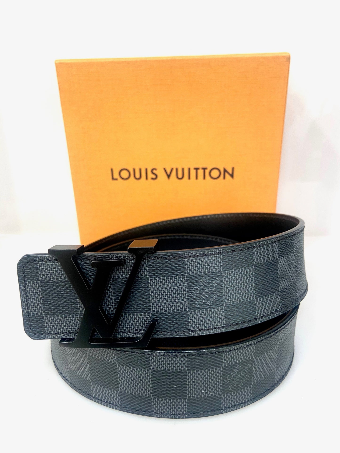 LOUIS VUITTON LV INITIALS DAMIER GRAPHITE BELT