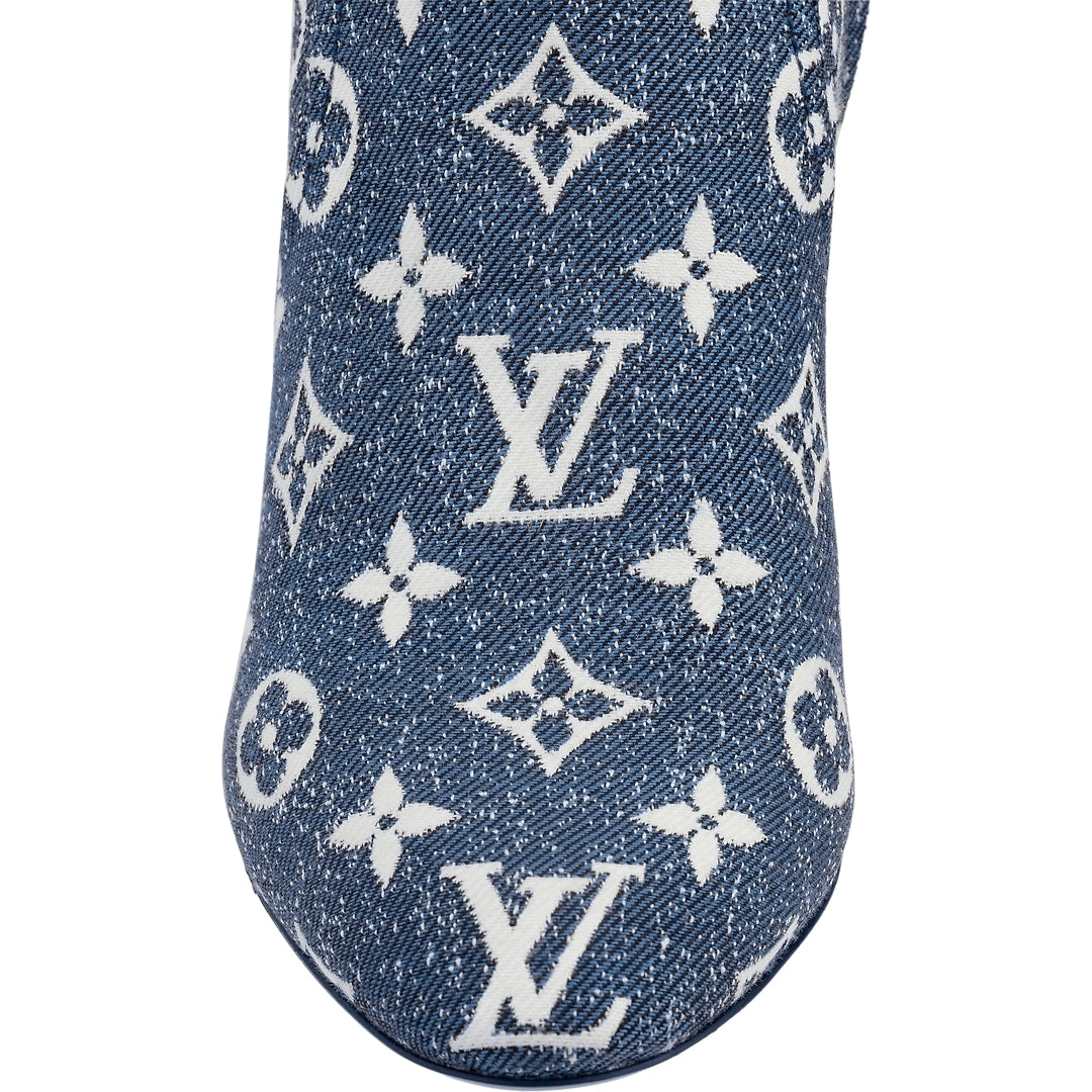 LOUIS VUITTON DENIM MONOGRAM SILHOUETTE ANKLE BOOTS