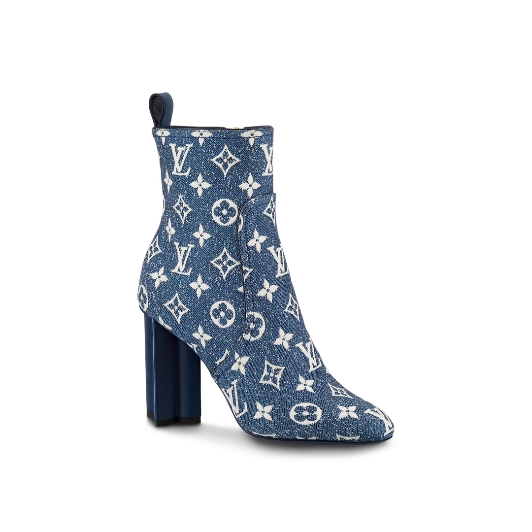 LOUIS VUITTON DENIM MONOGRAM SILHOUETTE ANKLE BOOTS