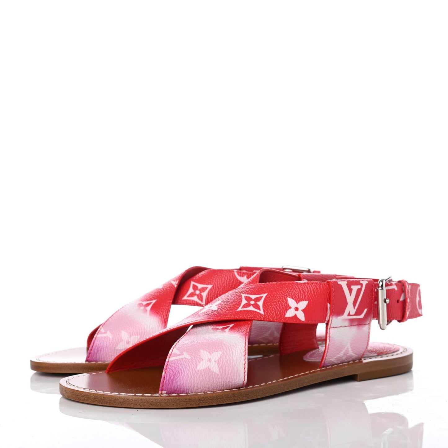 LOUIS VUITTON MONOGRAM ESCALE PALMA FLAT SANDALS