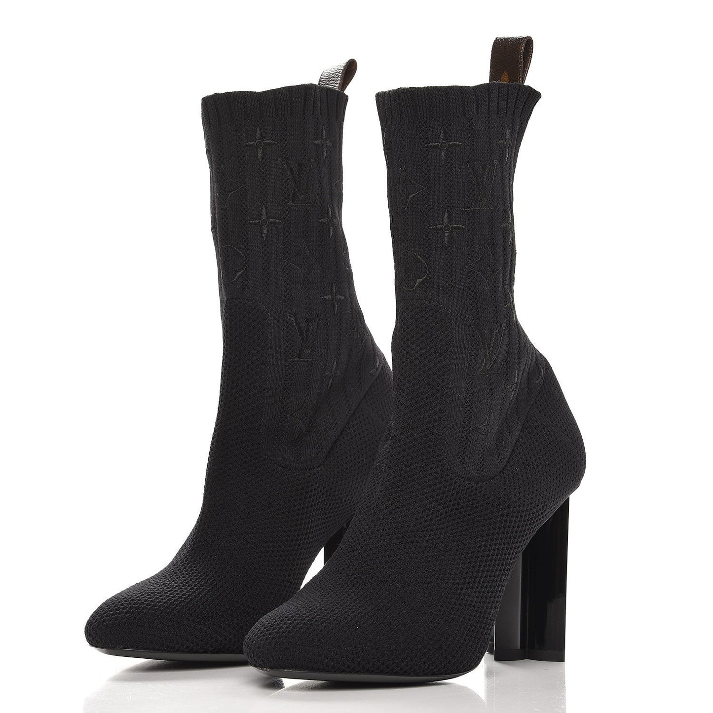 LOUIS VUITTON MONOGRAM STRETCH FABRIC SILHOUETTE ANKLE BOOTS