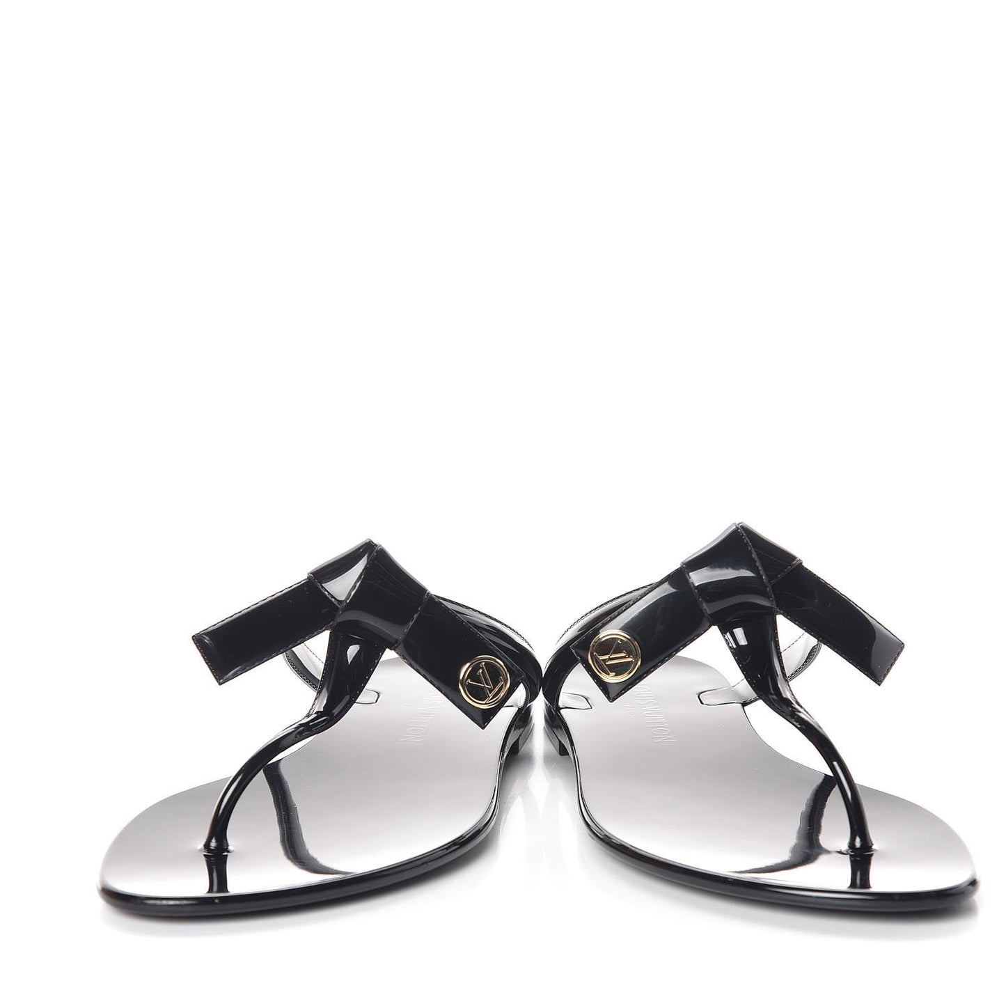 LOUIS VUITTON SHINY PATENT SEA STAR THONG SLIDE SANDALS